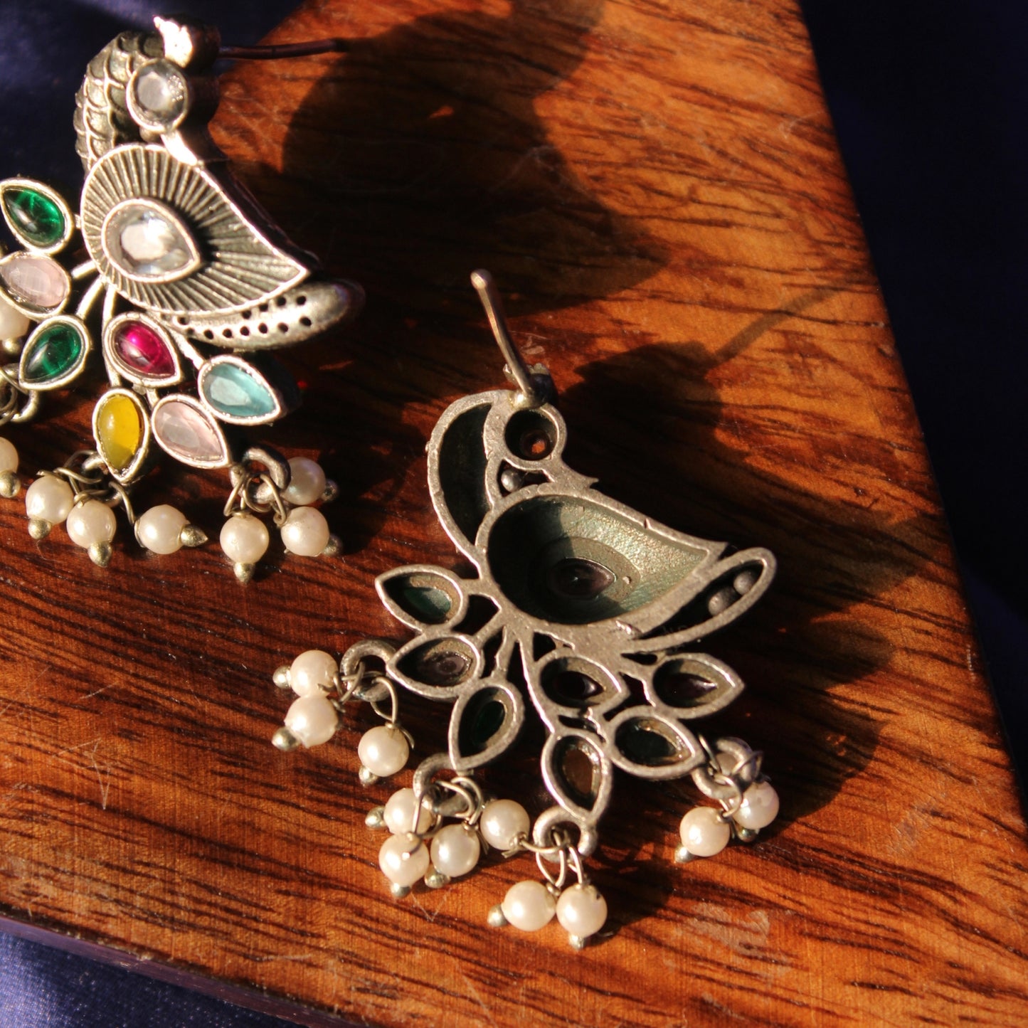 Silva Sutra Peacock Gem & Pearl Studs