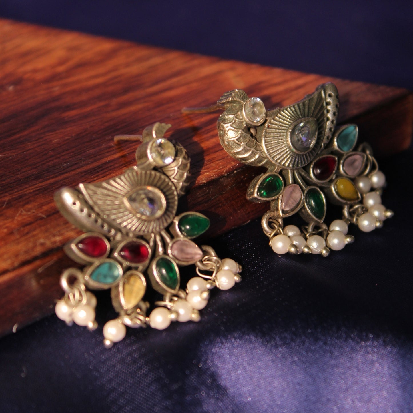 Silva Sutra Peacock Gem & Pearl Studs