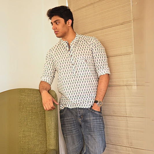 Cotton printed full sleeves kurta shirt