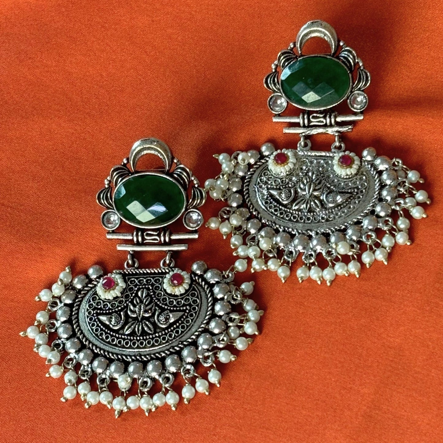 Silva Sutra green drop earrings