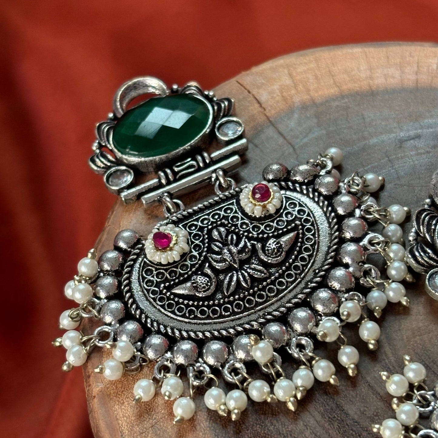 Silva Sutra green drop earrings