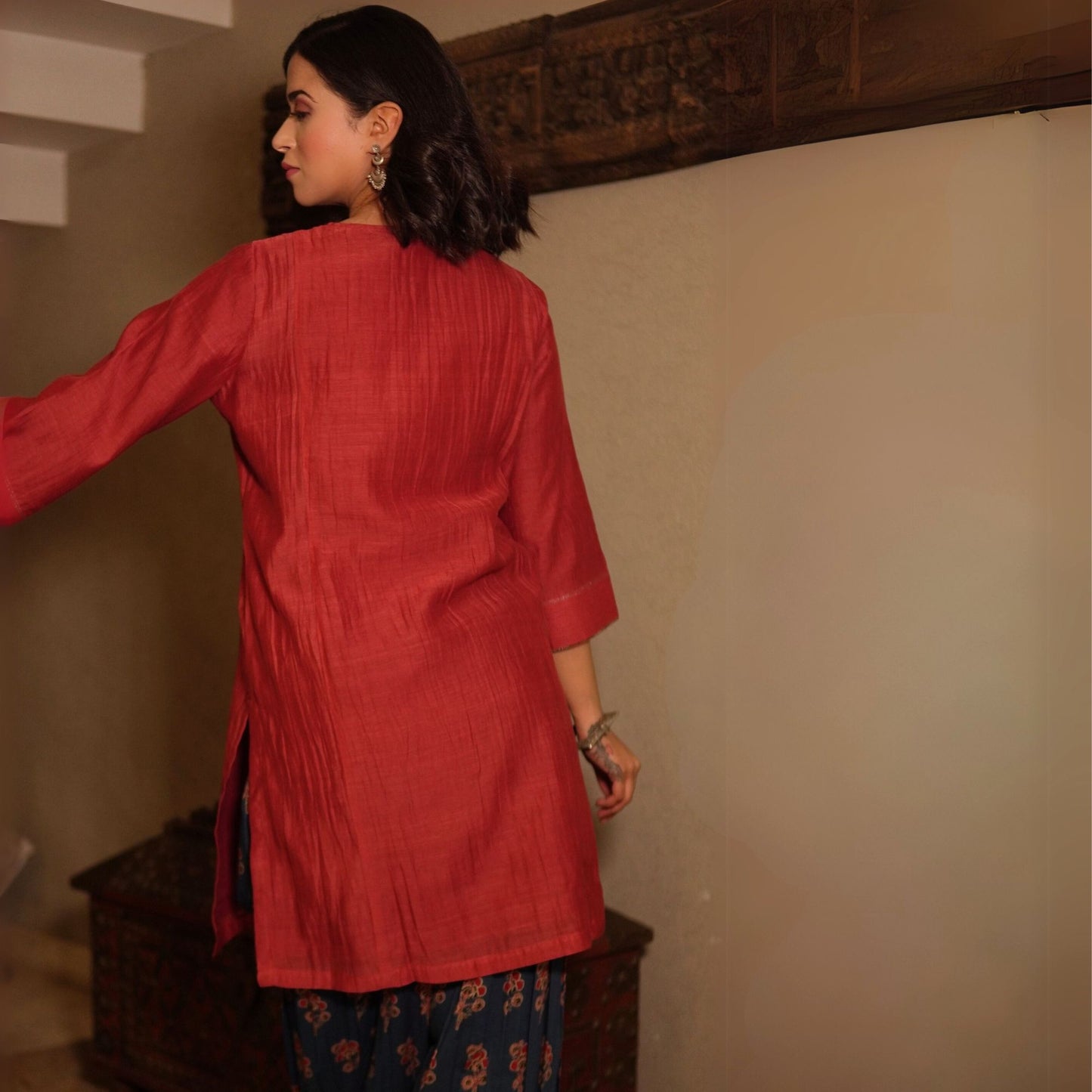 Brick Red Chanderi Kurta