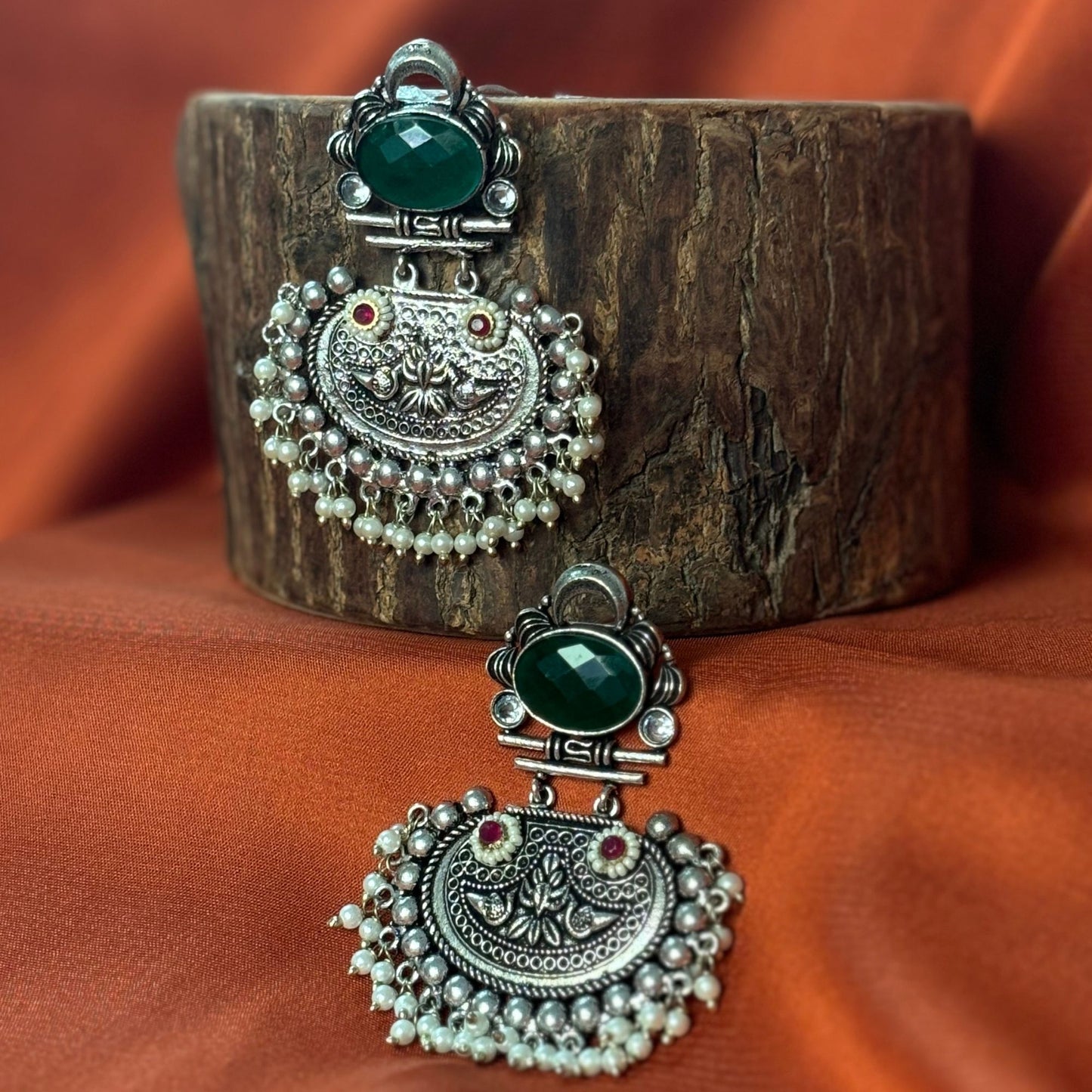 Silva Sutra green drop earrings