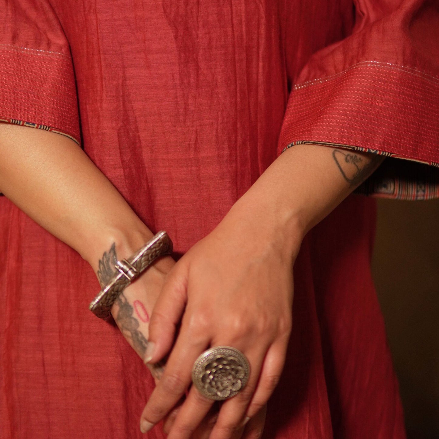 Brick Red Chanderi Kurta