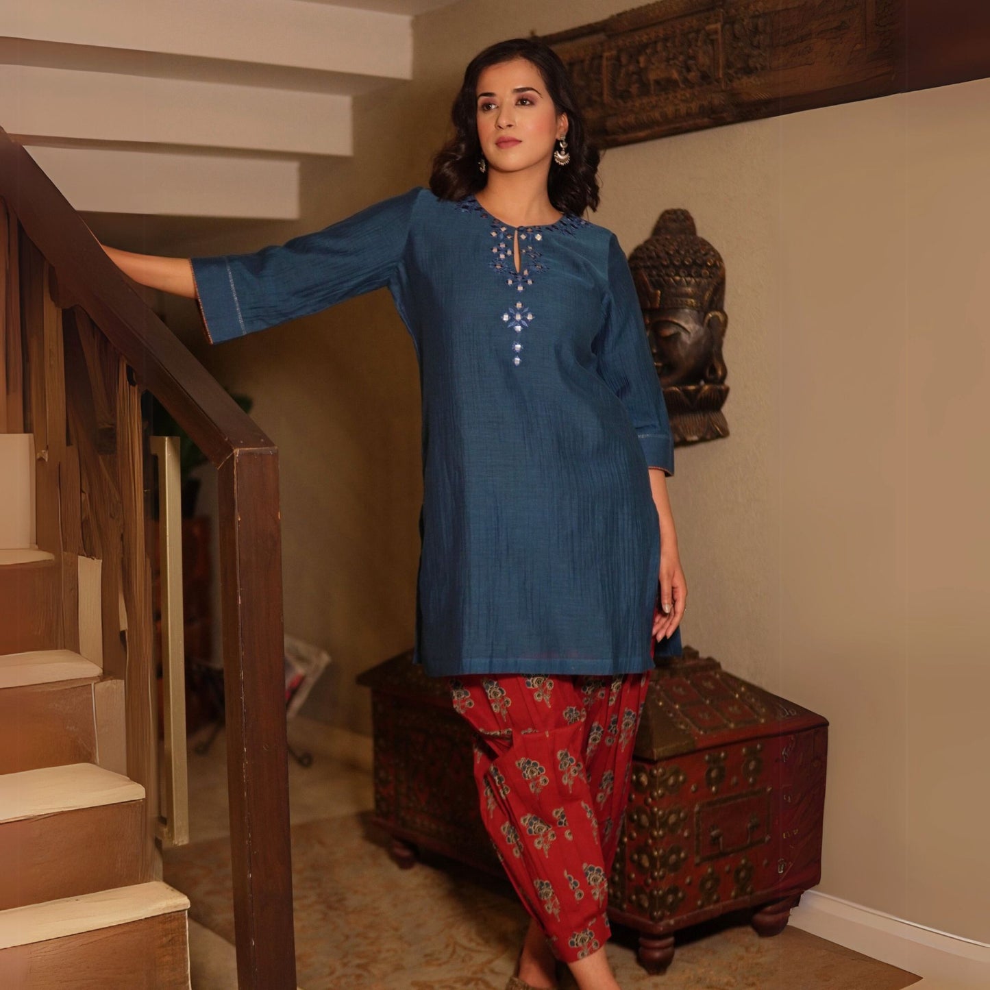 Indigo Chanderi Kurta