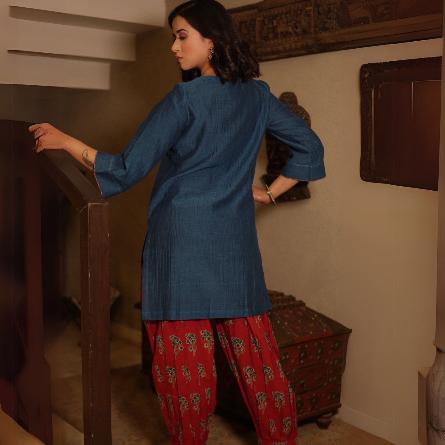 Indigo Chanderi Kurta