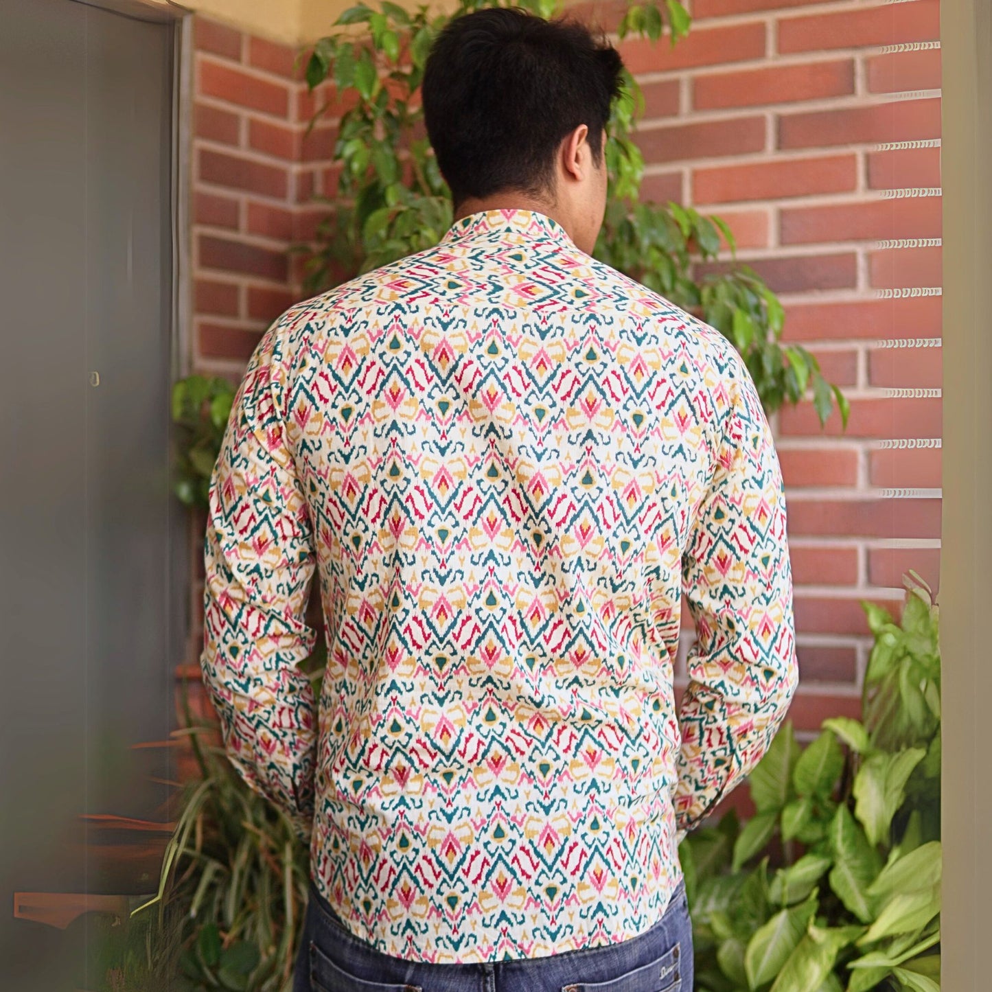Multicolor Ikkat Printed Full-Sleeves Cotton Shirt
