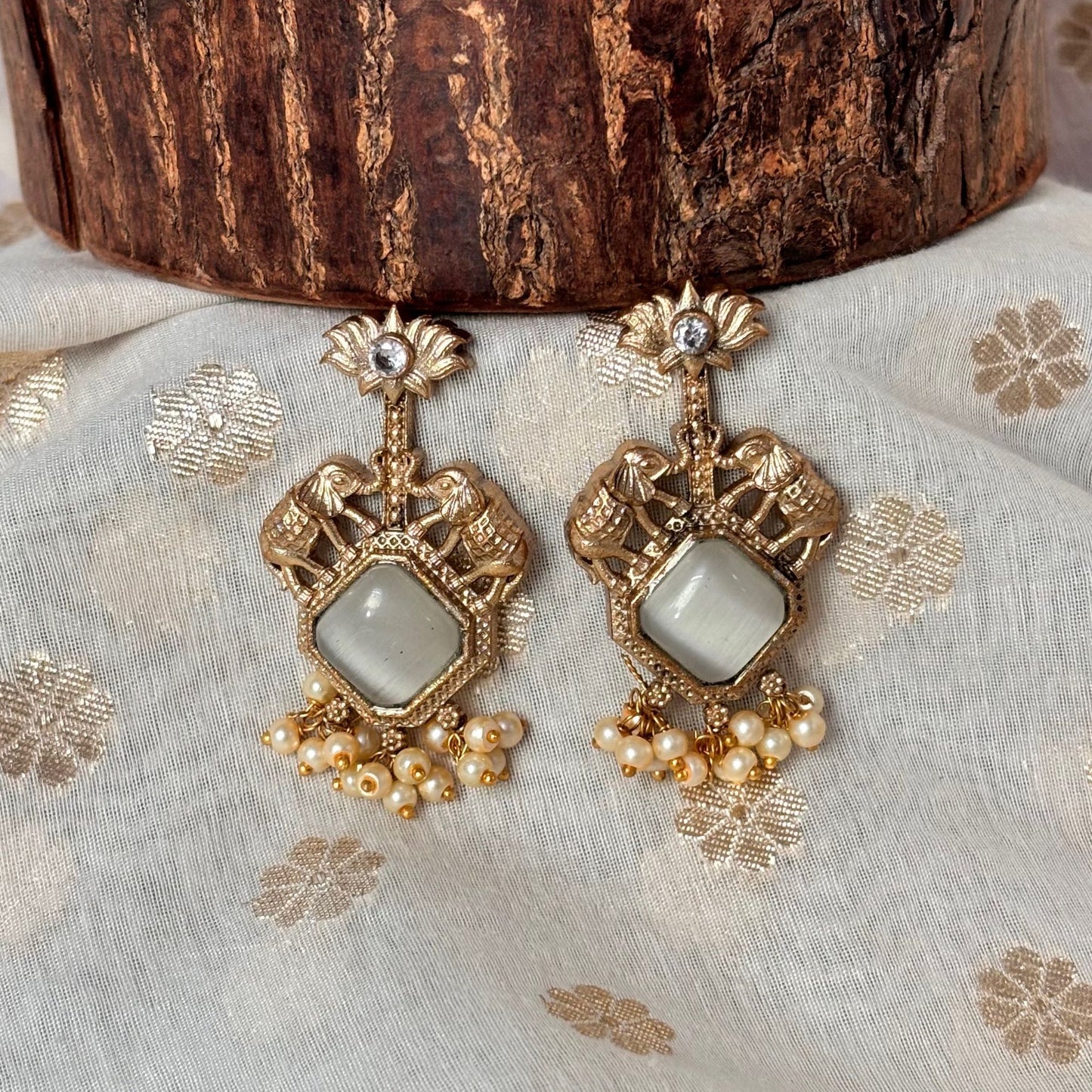 Silva Sutra Moonlit Elephant charm earring