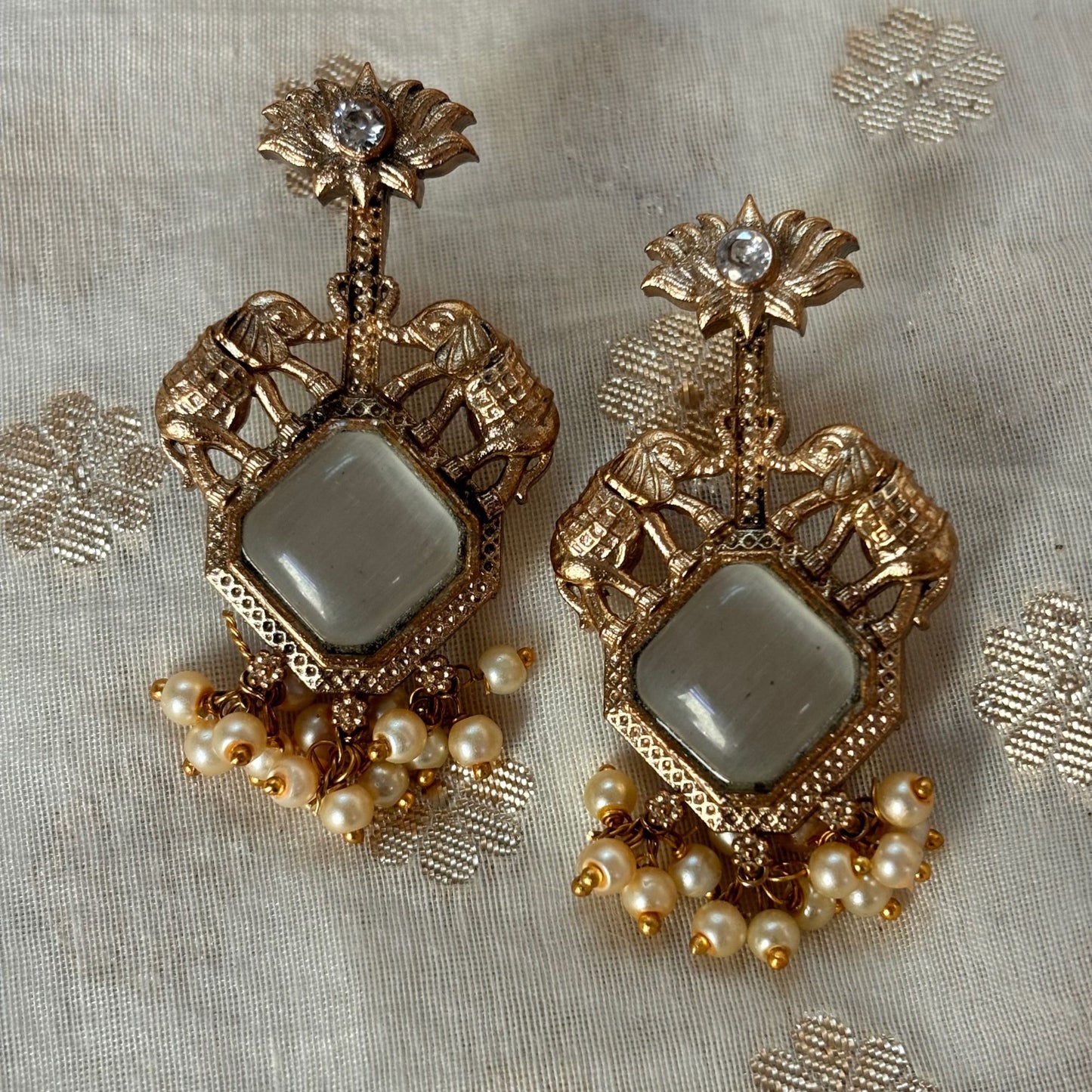 Silva Sutra Moonlit Elephant charm earring