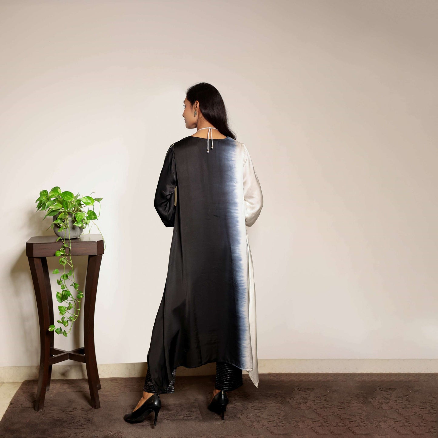 Black Ombre Modal Asymmetric Kurta
