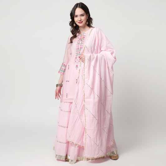 pink chanderi sharara Set