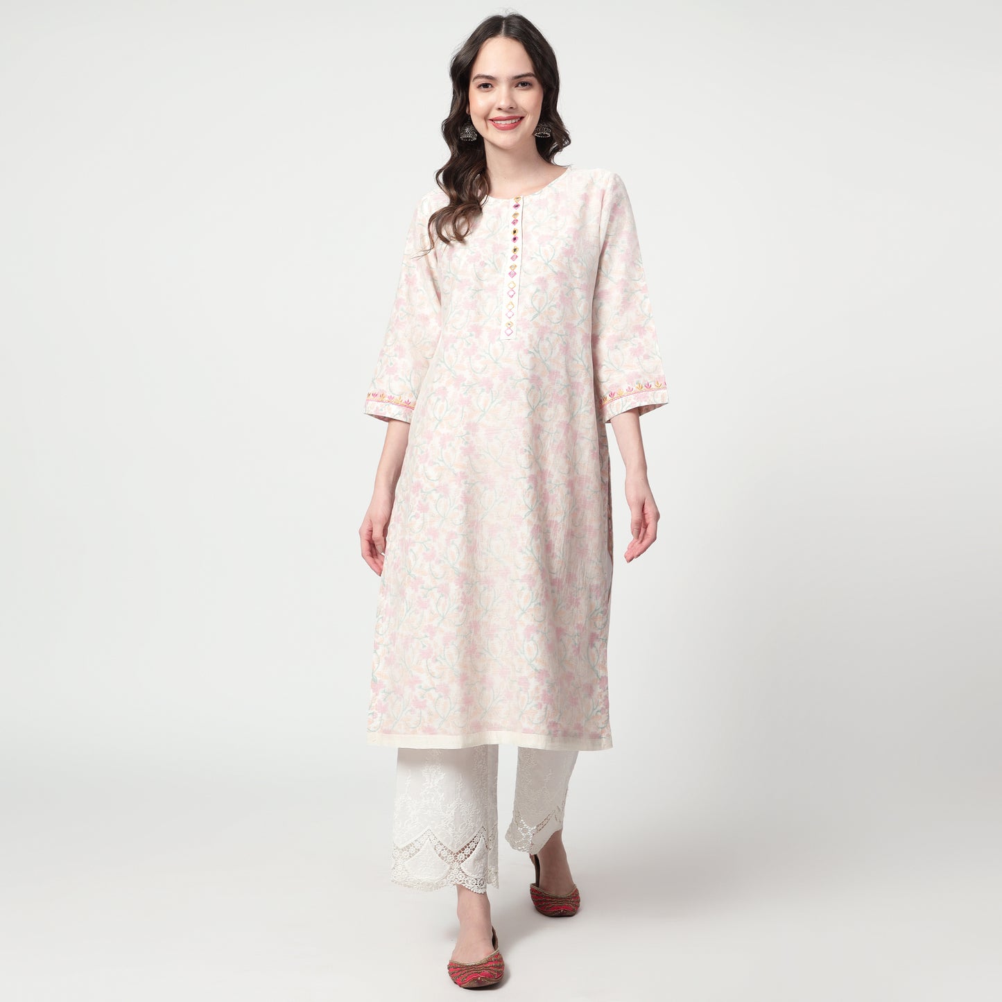Off-white printed kurta