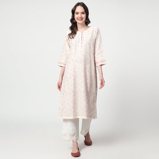Off-white printed kurta