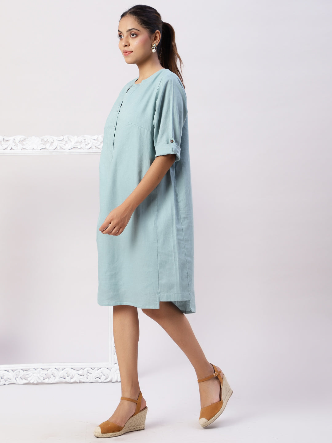 Cotton linen panel dress