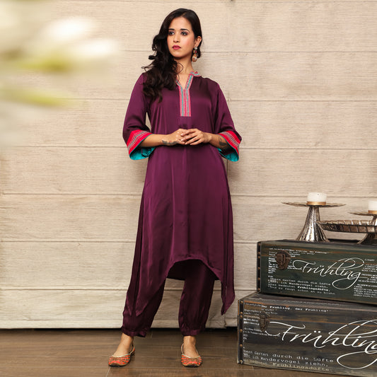 Wine embroidered co-Ord set