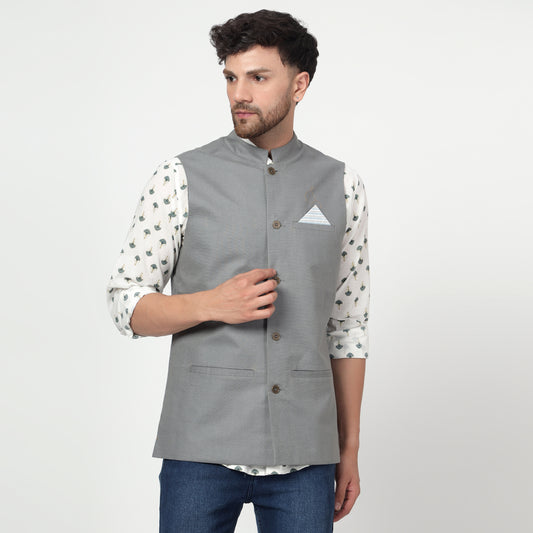 Grey cotton silk waistcoat