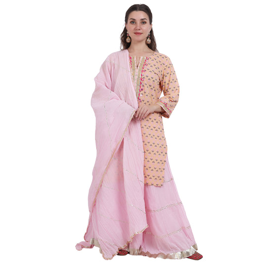 Pink Toned Printed Sharara Set