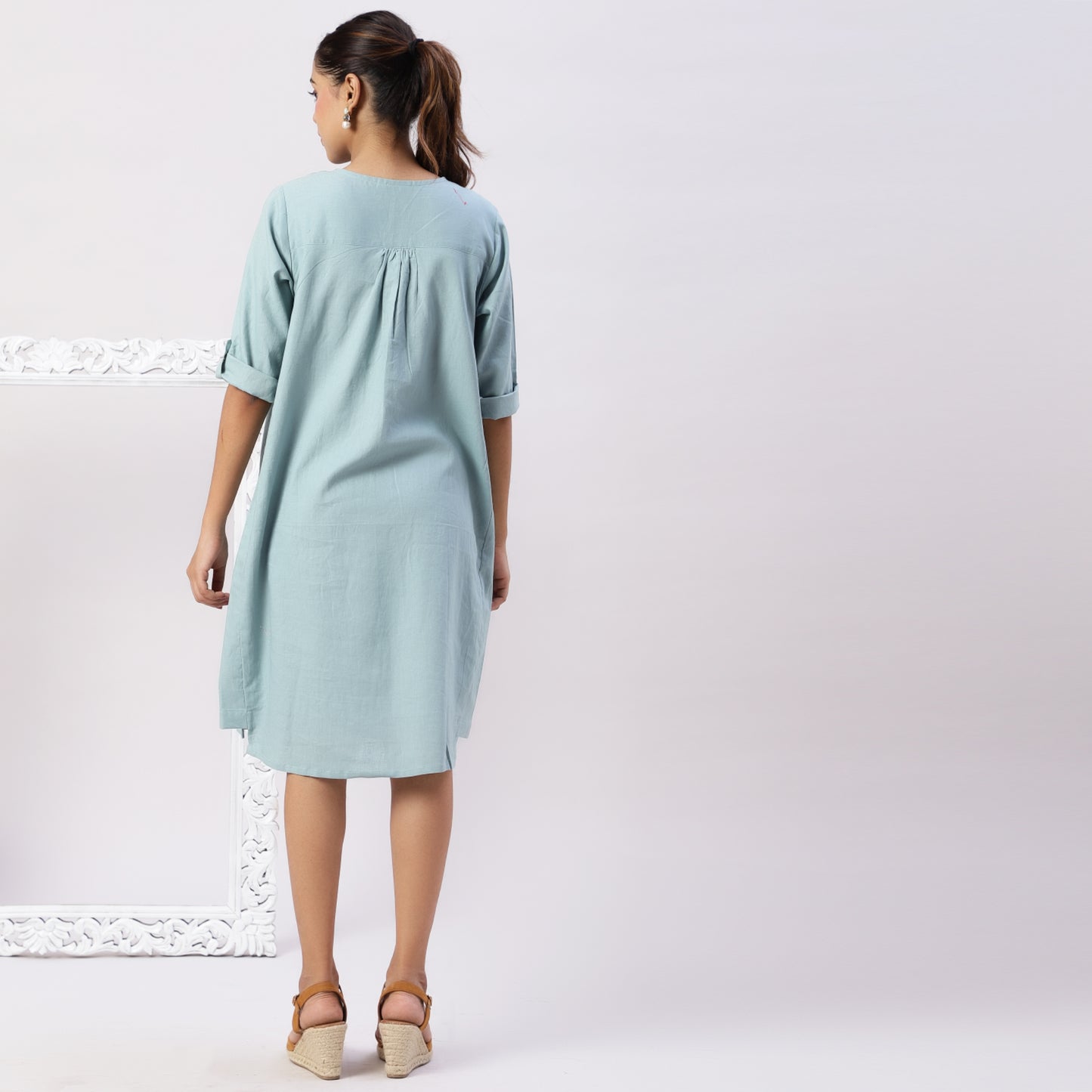 Cotton linen panel dress