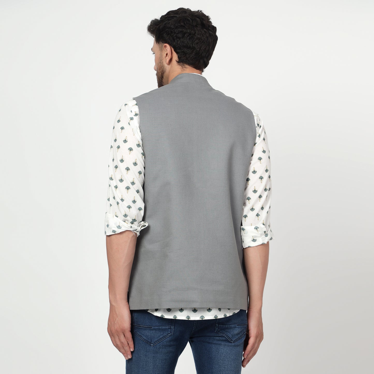 Grey cotton silk waistcoat