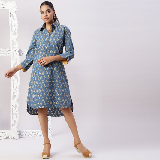 Printed Cotton Shirt Dress