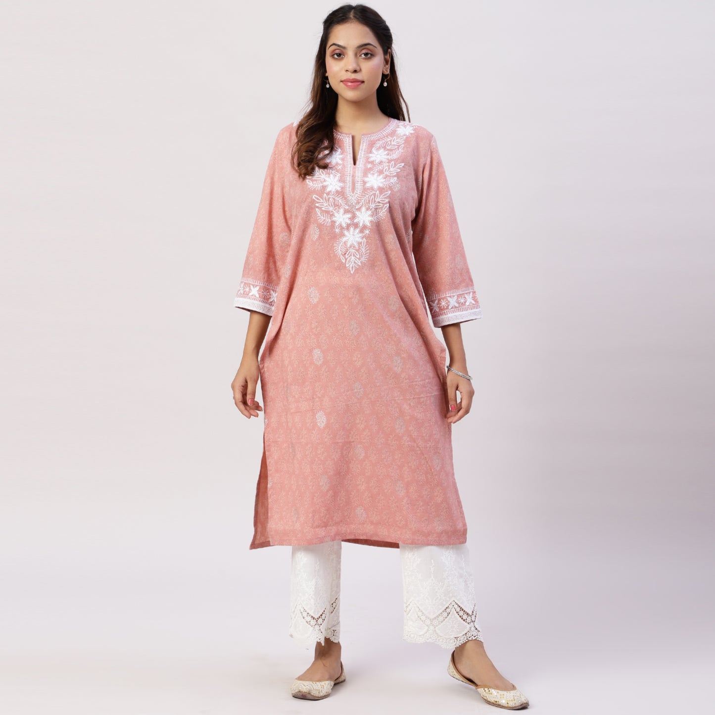 Printed Cotton kurta with Embroidery
