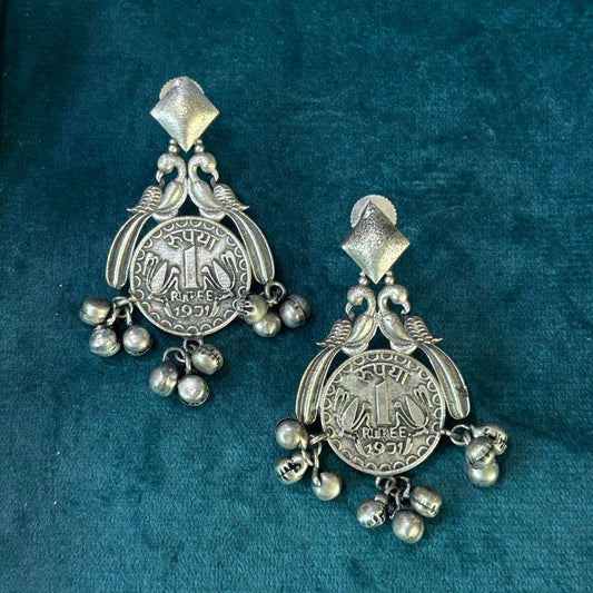 Silva Sutra vintage coin earrings