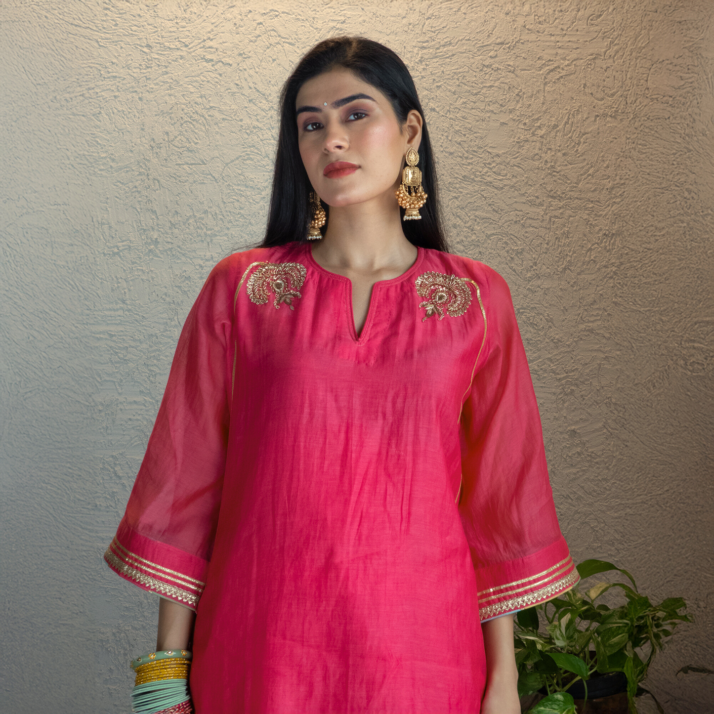 Pink Chanderi Sharara Set with Dupatta