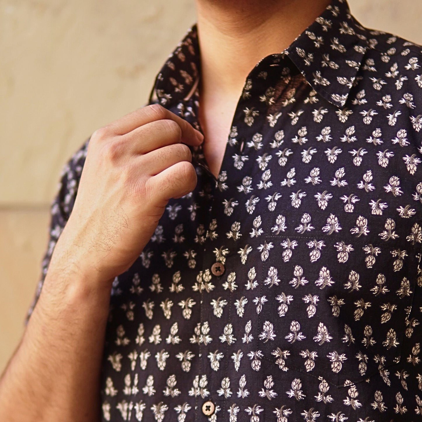 Black cotton printed half sleeves Shirt