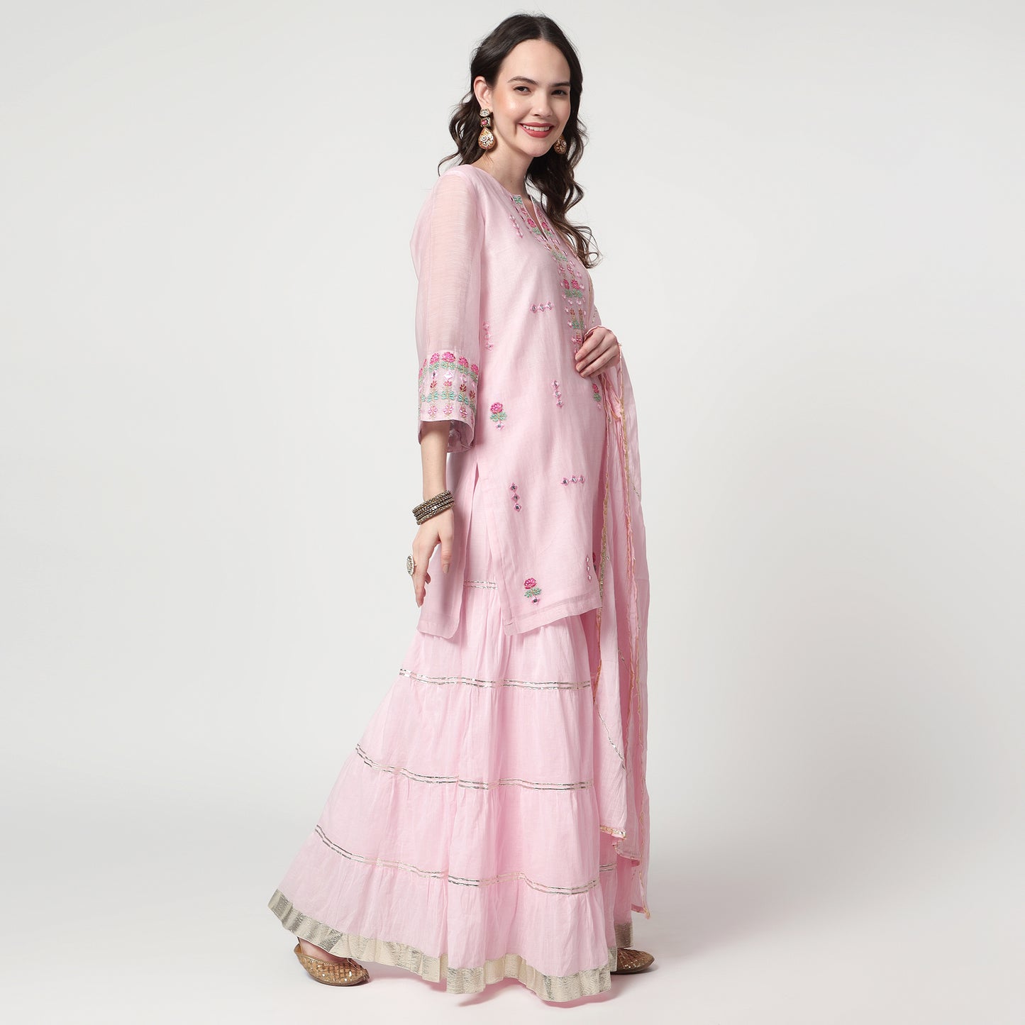 pink chanderi sharara Set