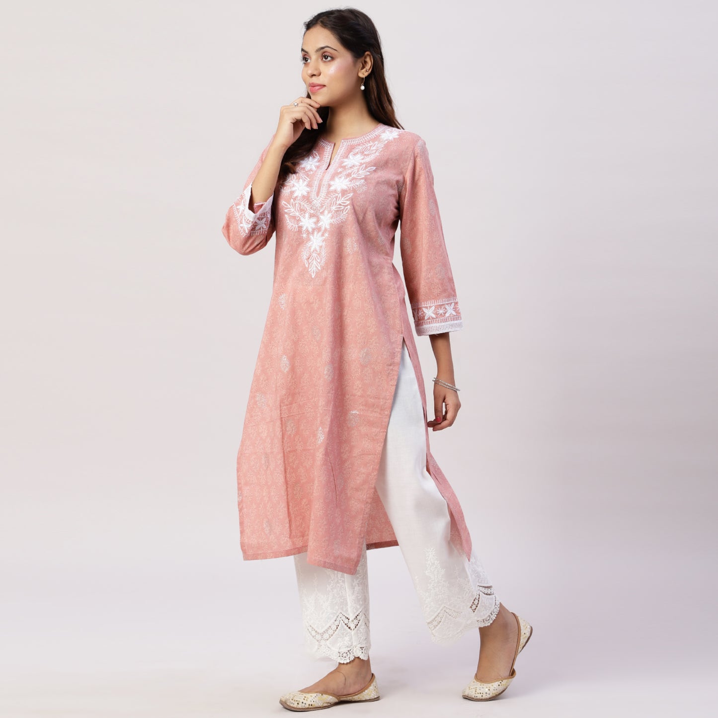 Printed Cotton kurta with Embroidery