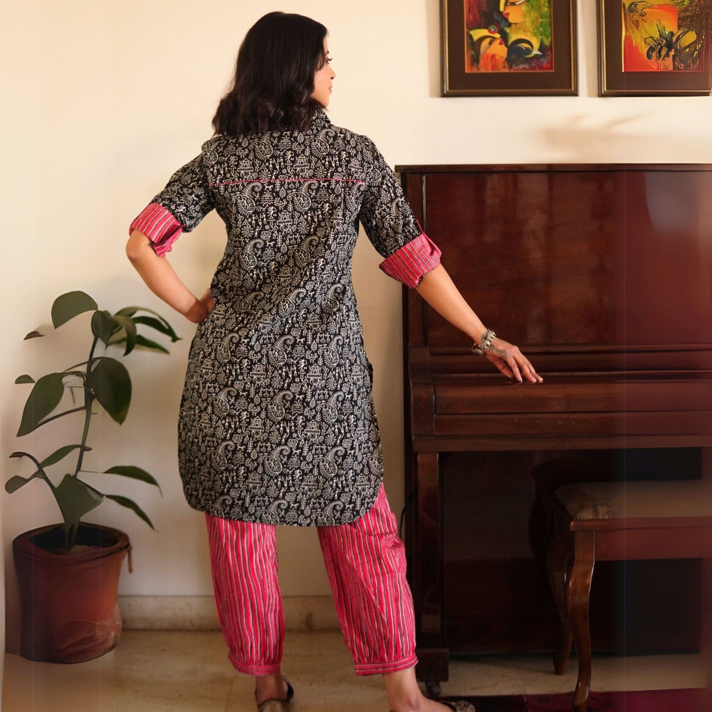 Black worli printed Co-ord set