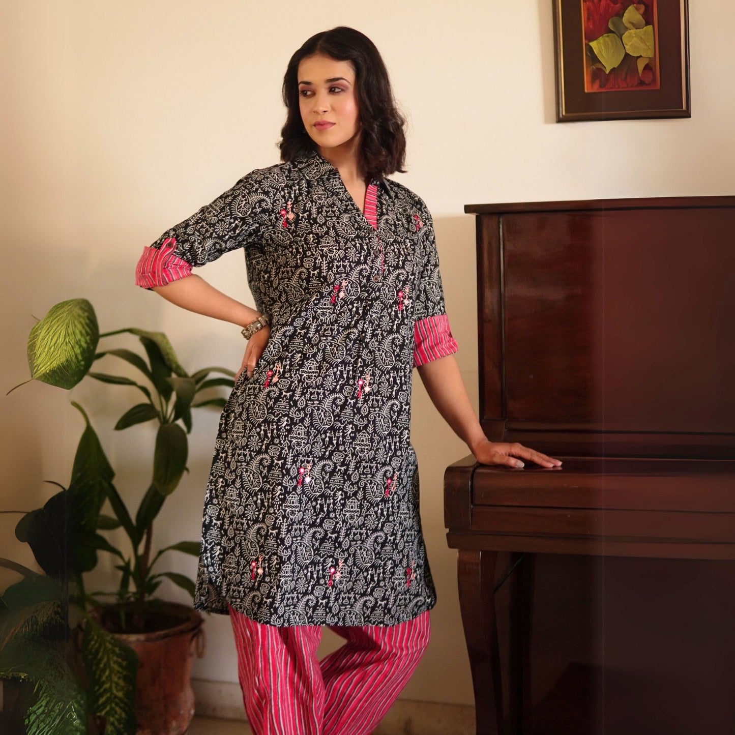 Black worli printed Co-ord set