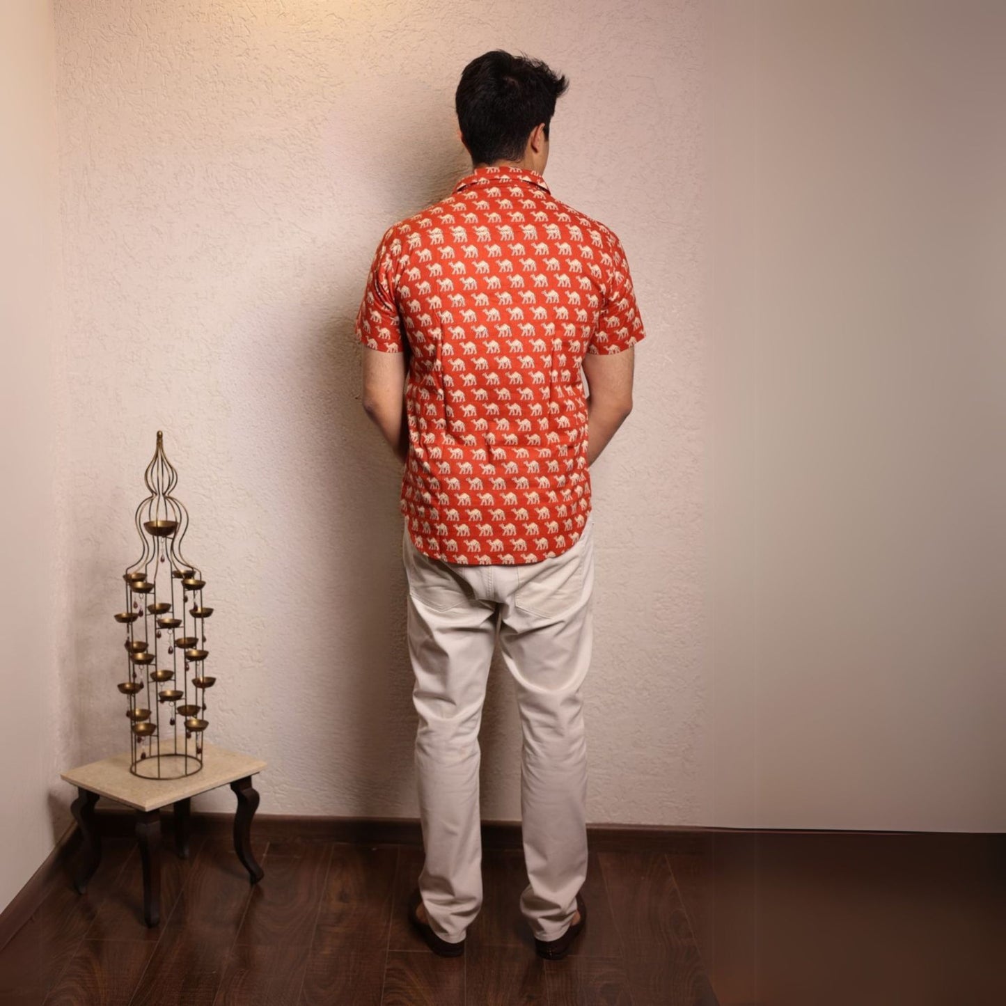 Red cotton printed half sleeves Shirt