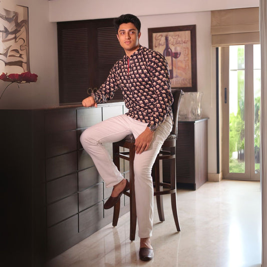 Black cotton printed full sleeves Shirt