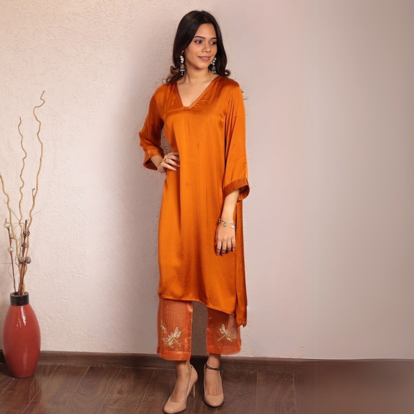 Orange Sheer Dragonfly modal co-ord set