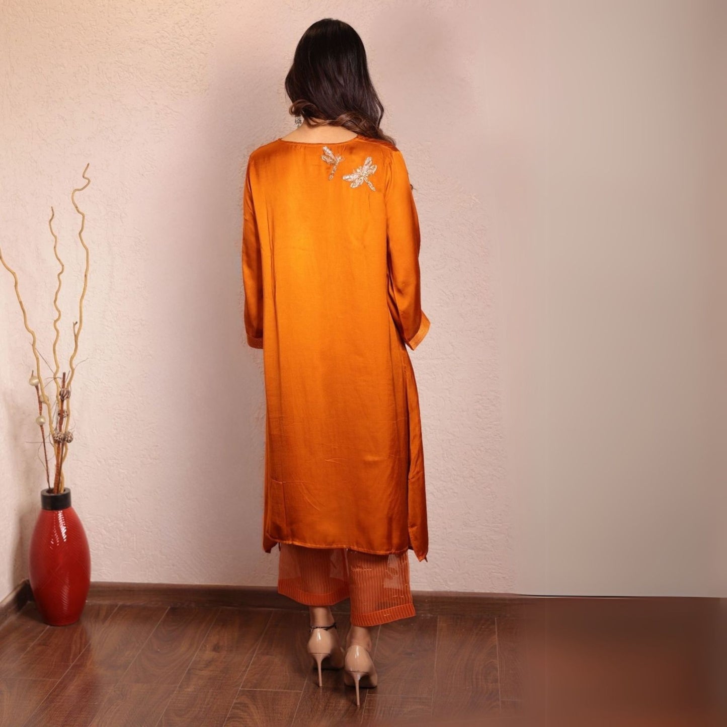 Orange Sheer Dragonfly modal co-ord set
