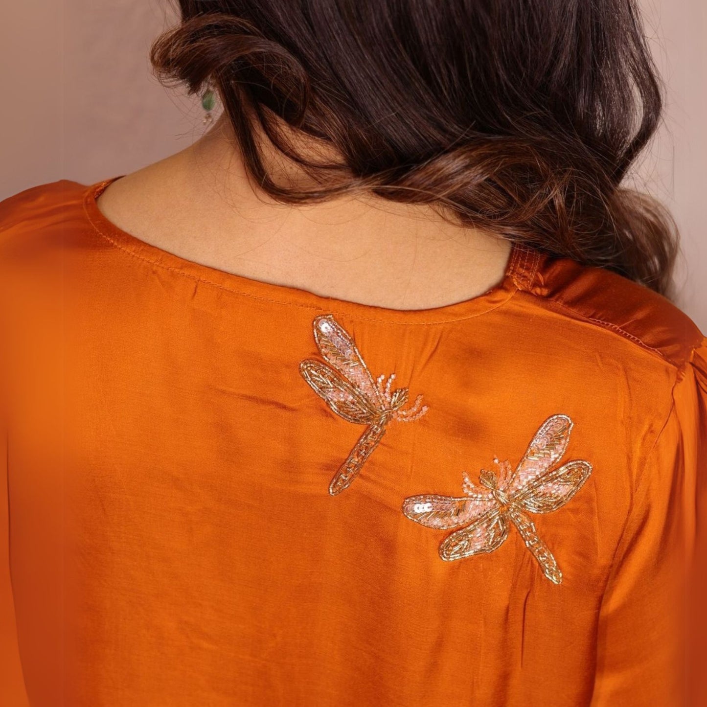 Orange Sheer Dragonfly modal co-ord set