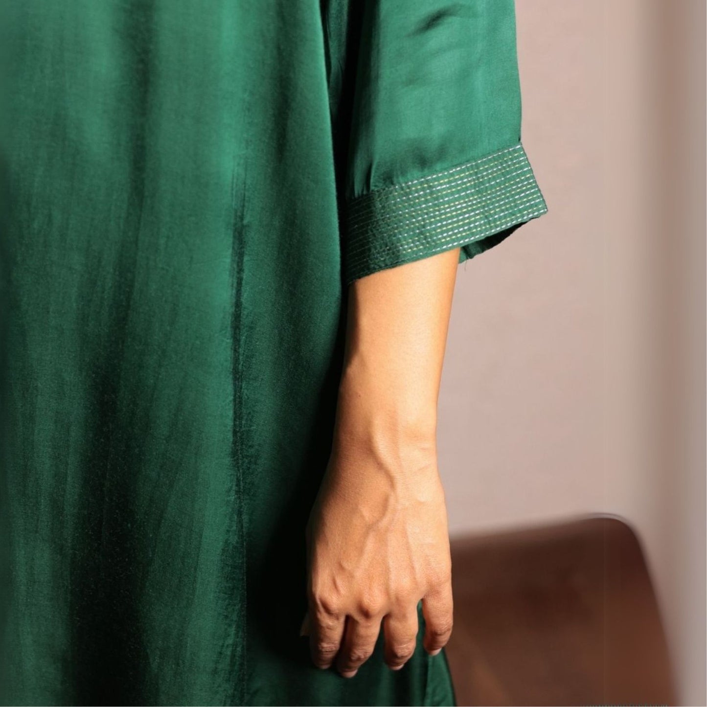 Dark Green Sheer buta modal co-ord set