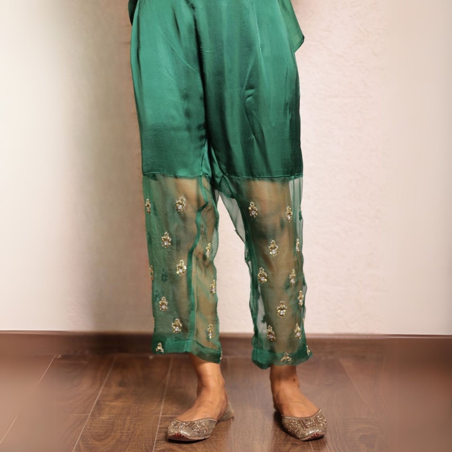 Dark Green Sheer buta modal co-ord set