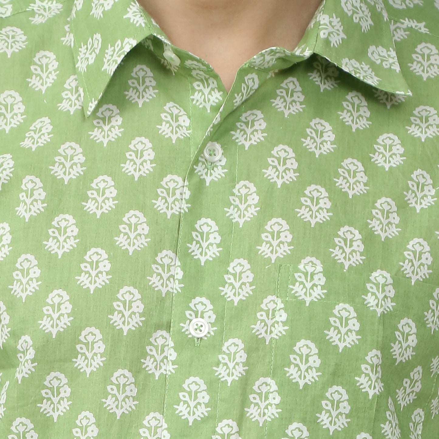 green Cotton printed half sleeves shirt