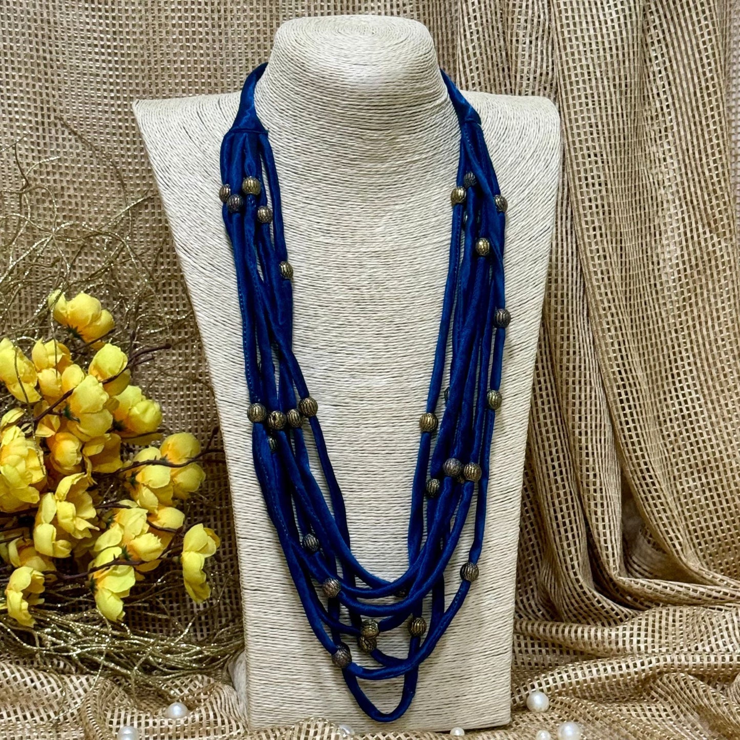 Layered Fabric Beaded Strings in mashru