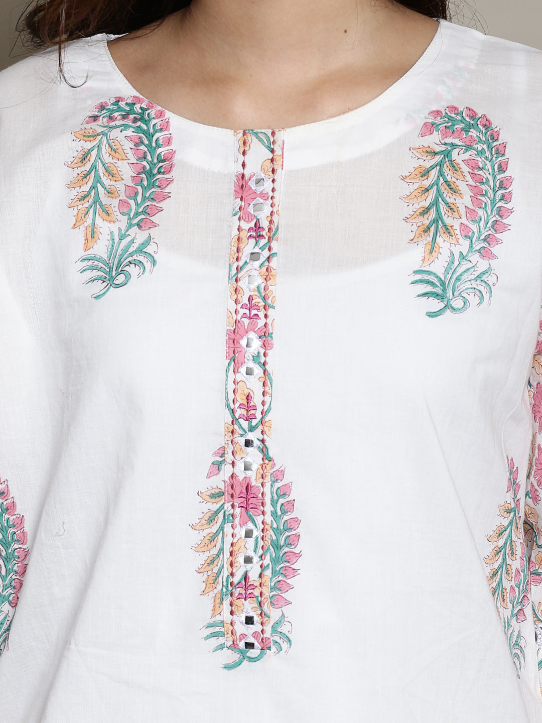 Mix-n-Match White-Pink Mughal Print Kurta Set