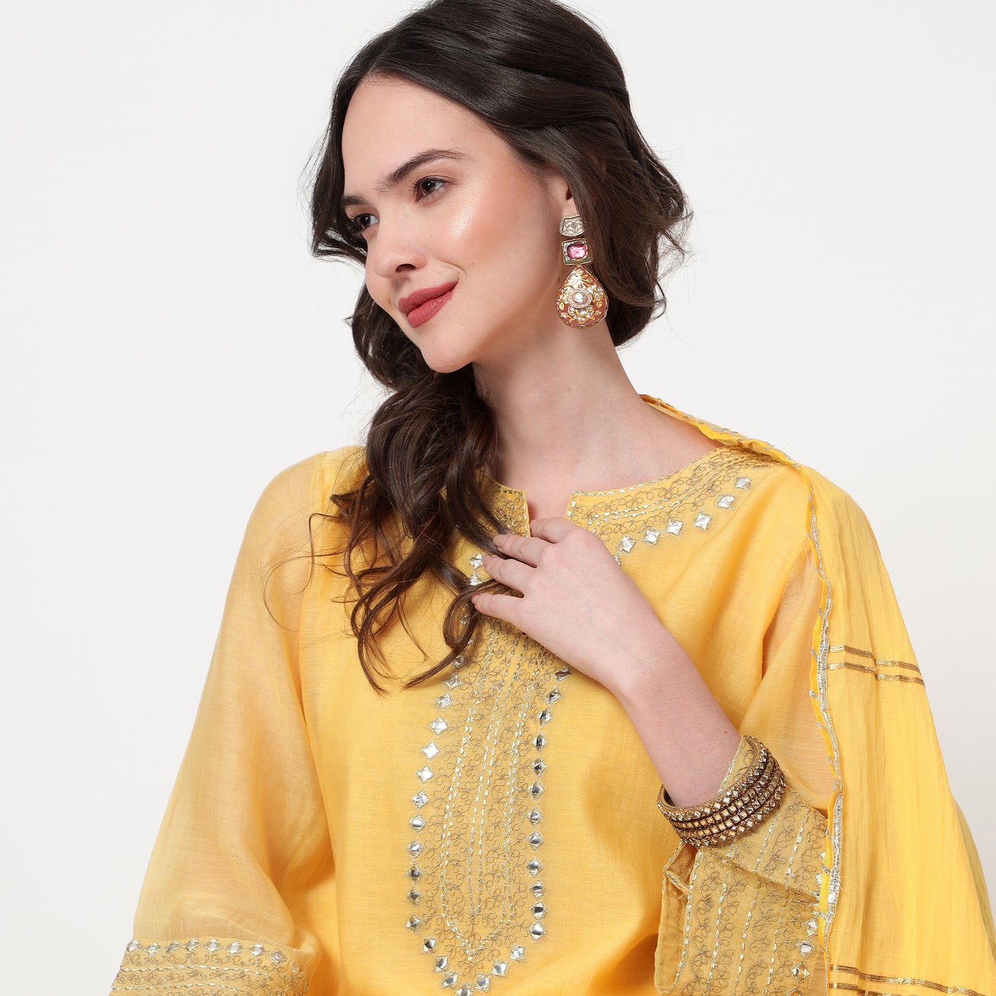 Yellow chanderi sharara set