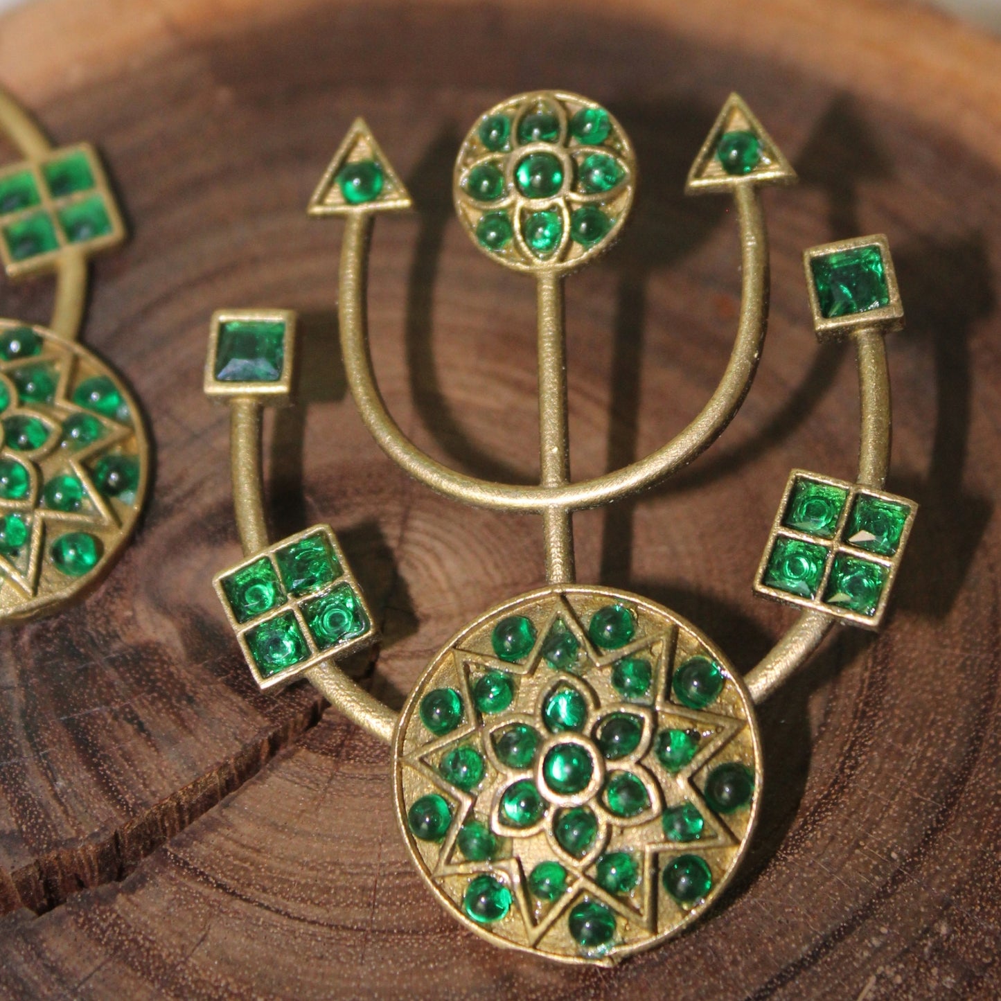 Silva Sutra Geometric Green Stone Earrings