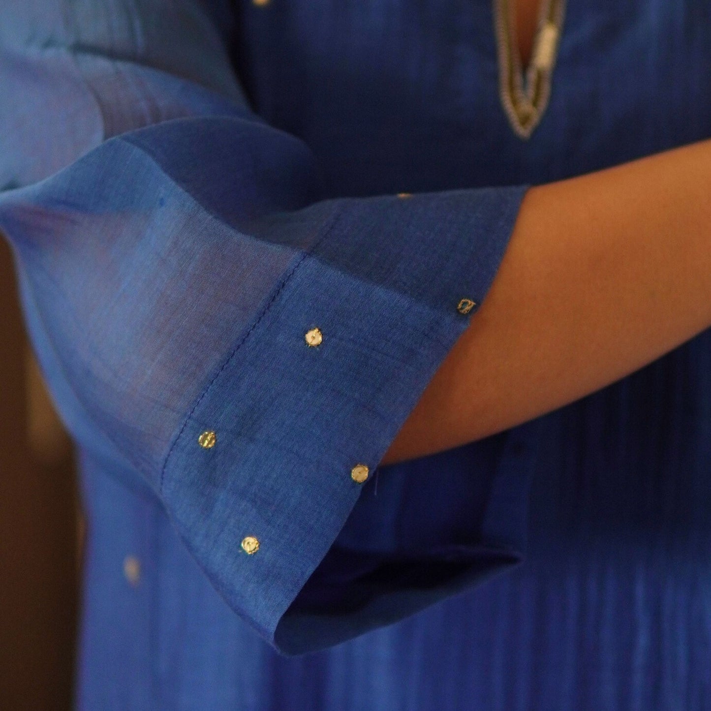 Blue Sequin-Embellished Chanderi Kurta set