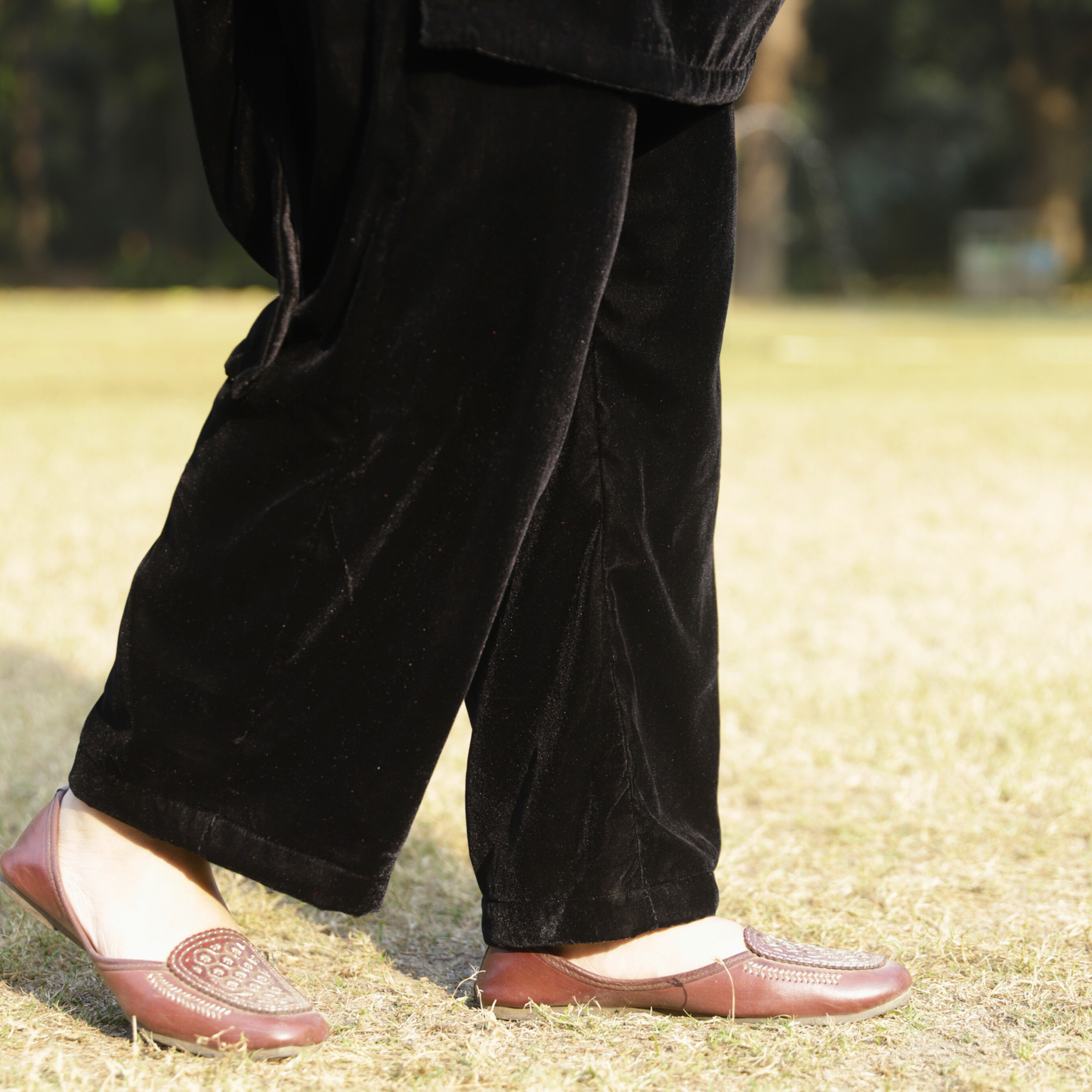 Black Velvet Chandbali Hand embroidered Kurta set