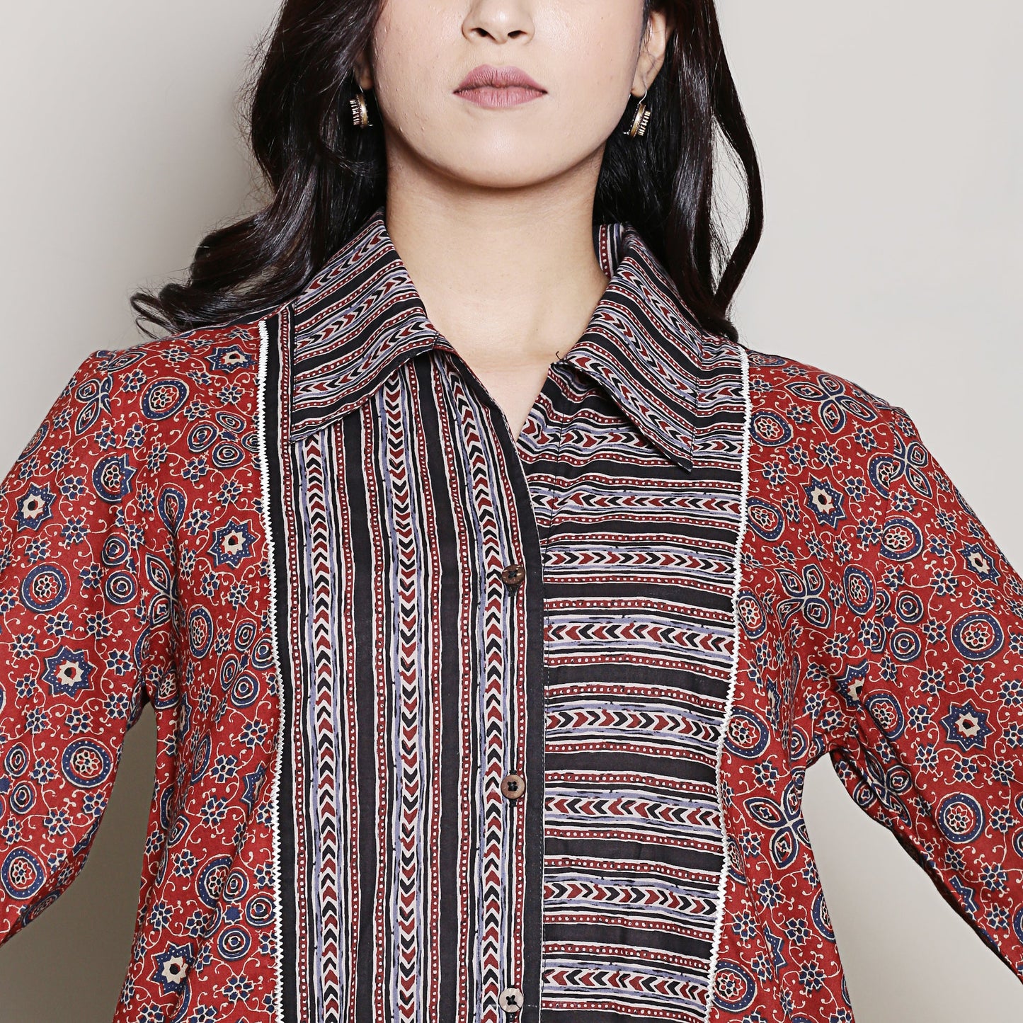 Cotton maroon shirt dress