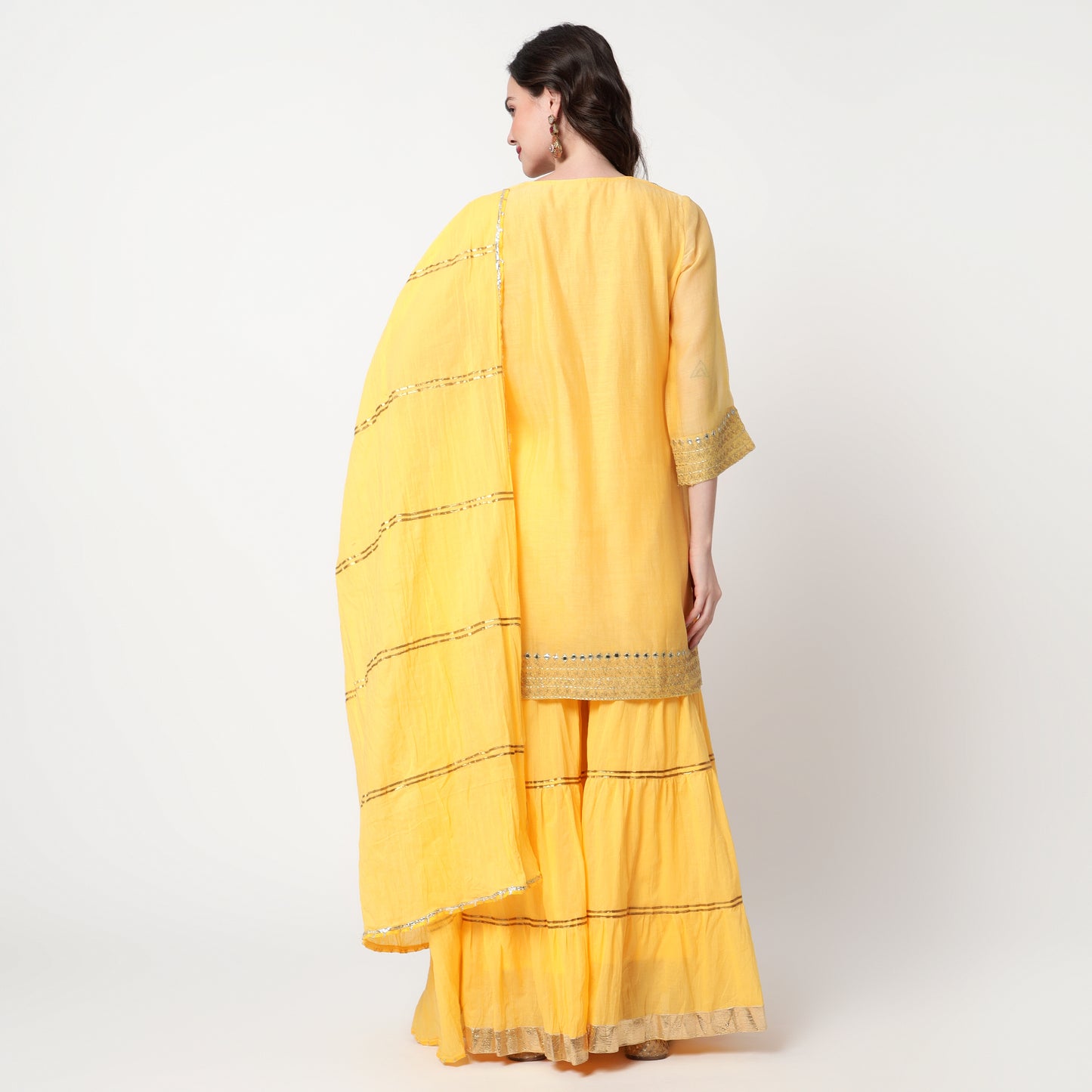 Yellow chanderi sharara set