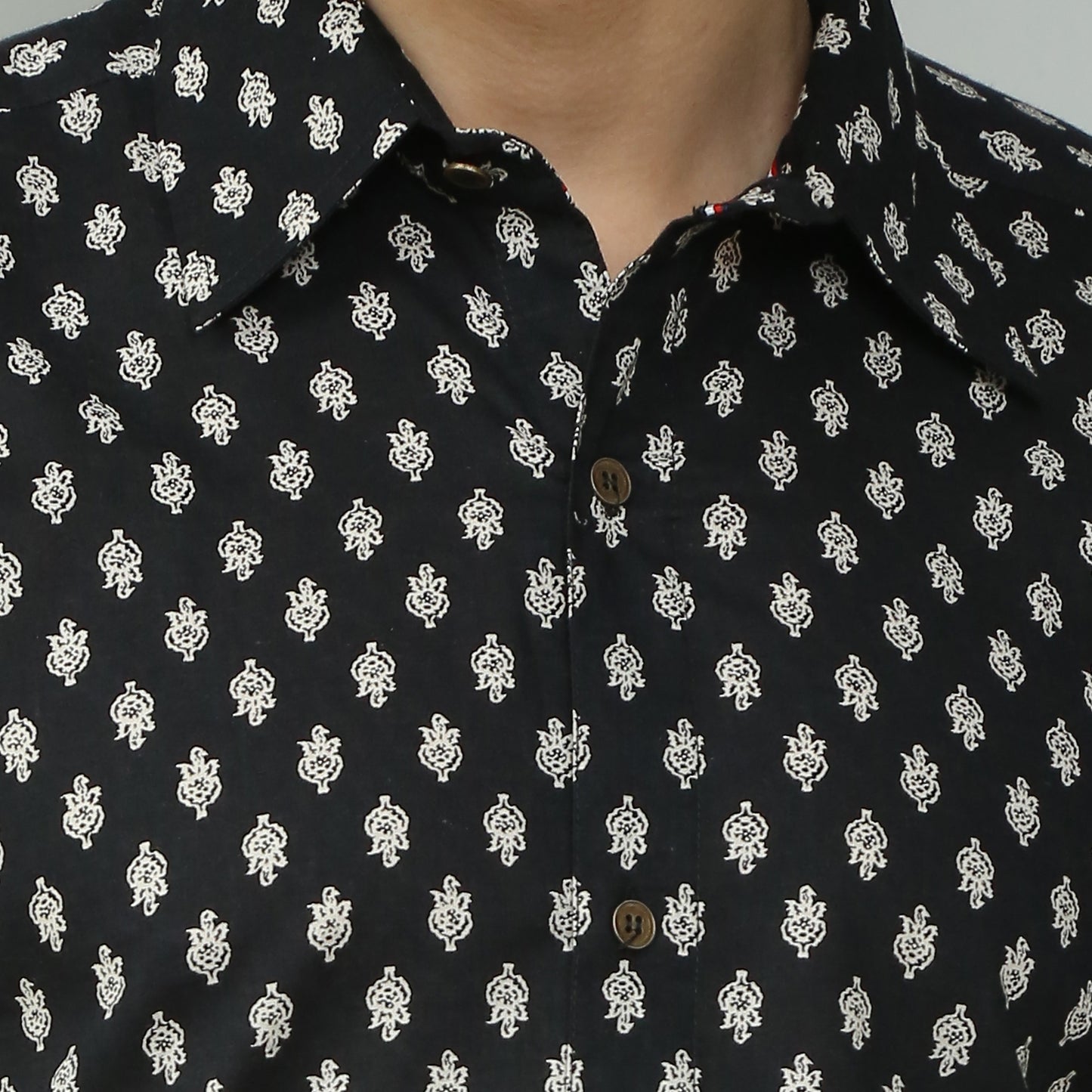black Cotton printed half sleeves shirt