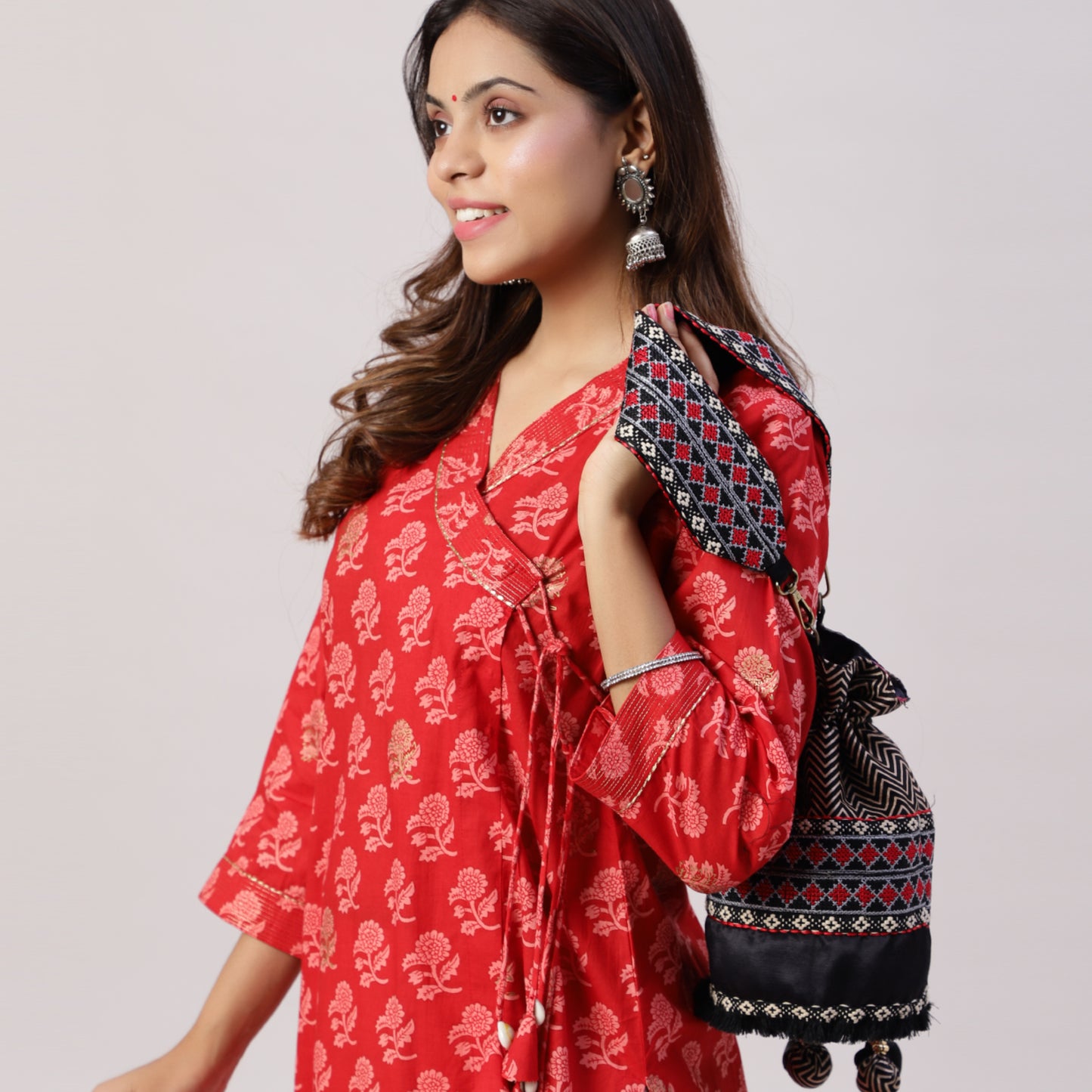 Angarkha style cotton printed kurta